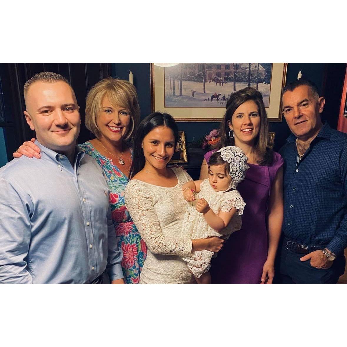 Us with our beautiful family at Sophia's baptism.