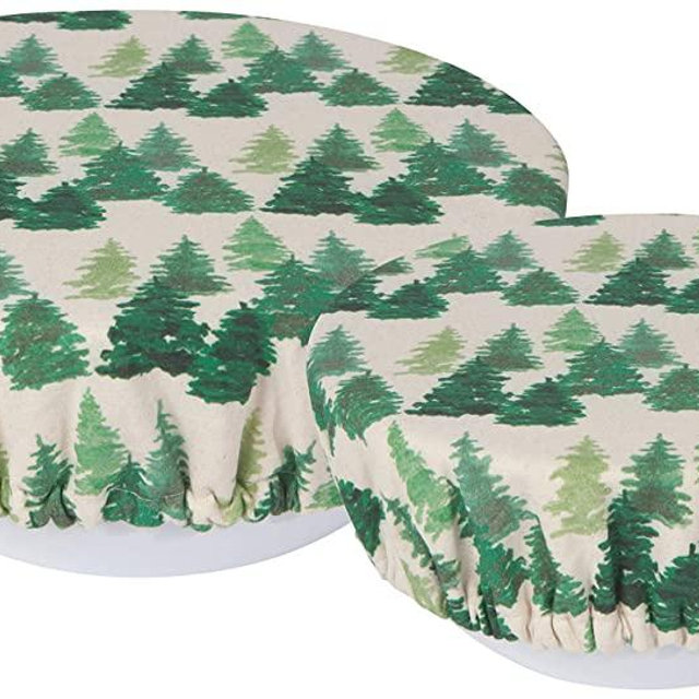 Now Designs Woods Save It Reusable Cotton Bowl Covers 7.5 and 9.25 inch, Set of 2