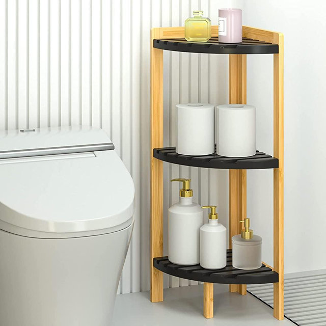Corner Shelf Stand Corner Shelf Stand 3 Tier - Corner Stand for Corner Display and Storage in Bathroom, Living Room, Bedroom (Black)