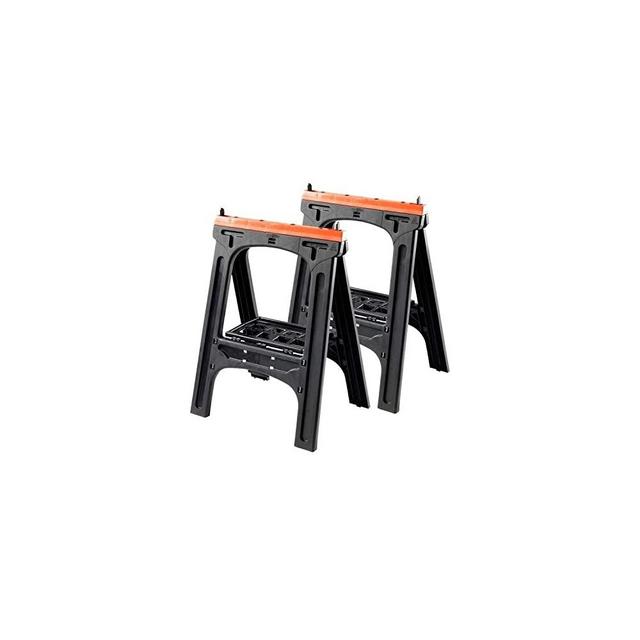TOOD SH020 Portable 441 Pound Capacity Folding Work Bench Saw Horse for Home Improvement, DIY, Industrial, Woodworking, and Metalworking, Set of 2