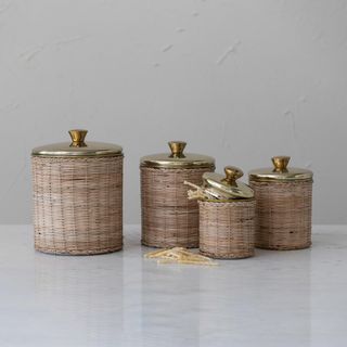 4-Piece Rattan Wrapped Canister Set
