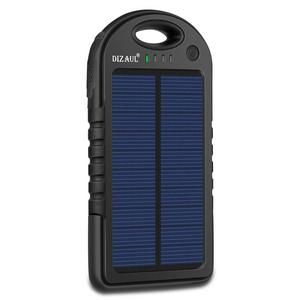 Solar Charger, Dizaul 5000mAh Portable Solar Power Bank Waterproof/Shockproof/Dustproof Dual USB Battery Bank for Cell Phone, Samsung, Android Phones, Windows Phones, GoPro Camera, GPS and More