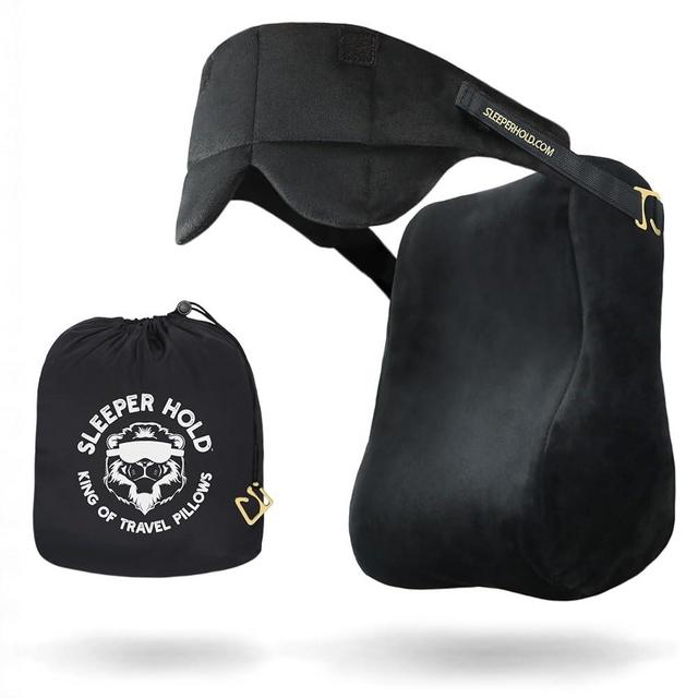 Sleeper Hold Travel Pillow - Real Sleeping Experience on Long Flights - Head Strap with Eye Mask - Super-Soft, Lightweight, Easy-to-Carry, and Machine-Washable Airplane Pillow