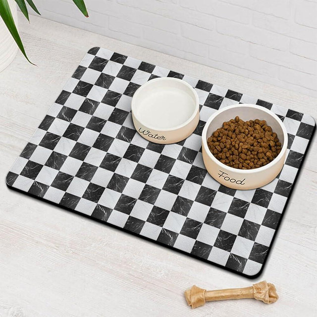 Dog Food & Water Mat, Pet Feeding Mat for Floor Non-Slip Waterproof, Super Absorbent Cat Bowl Mat, Easy to Clean Eco-Friendly Durable Pet Placemat