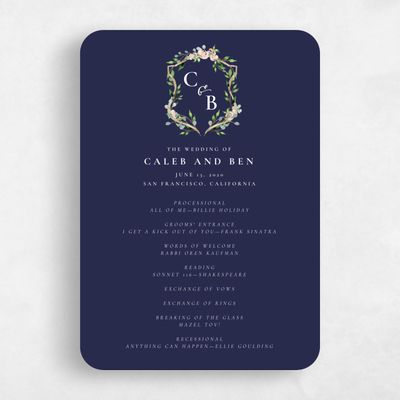 Blue Rounded Wedding Program - Dover