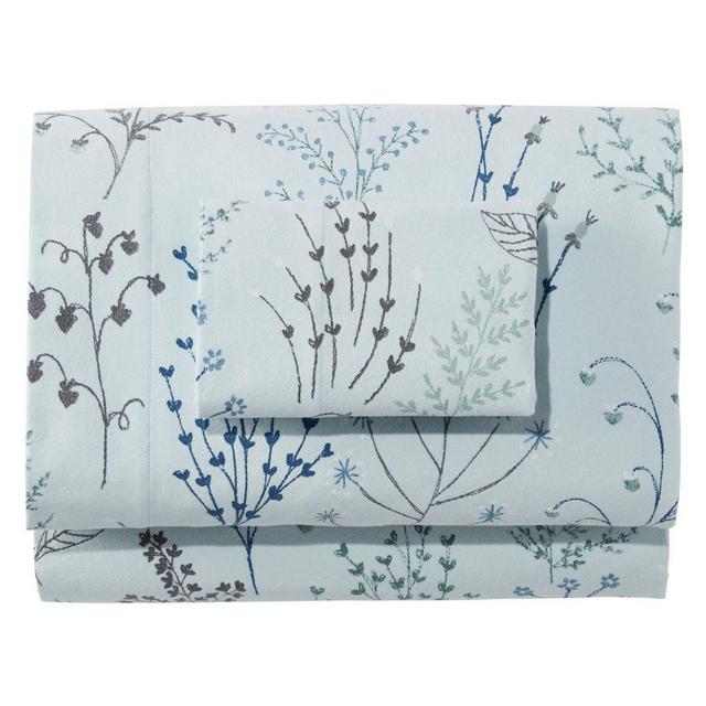 Botanical Floral Flannel Sheet Collection - Botanical Floral Blue