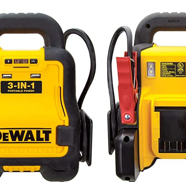 DEWALT DXAE20VBB Automotive Battery Booster and 12V Jump Starter with USB Power Station: Powered by Standard 20V MAX and FLEXVOLT Tool Batteries
