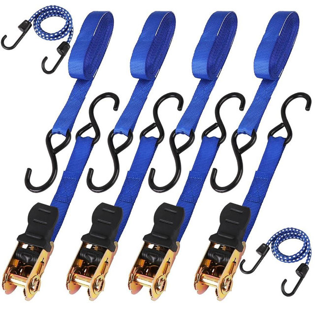 HORUSDY Ratchet Straps, 2,200 LB Break Strength, 4-Pack 15FT Ratchet Tie Down Straps Set for Motorcycle Straps Tie Downs, Appliances, Lawn Equipment, Cargo Straps for Trucks.