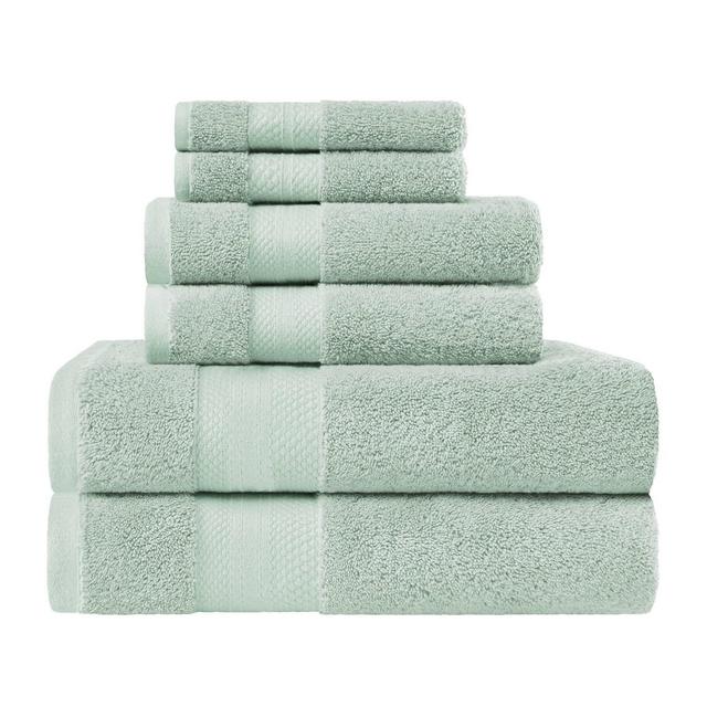 Luxury Cotton Heavyweight Solid Plush 6-Piece Towel Set, Dusty Aqua - Blue Nile Mills