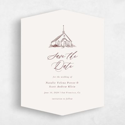 Red Diamond Wedding Save the Date - Chapel Portrait