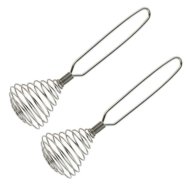 Lelasety Stainless Steel Spring Coil Whisk Set 2 Pack, Wire Whip Egg Beater, Kitchen Cookware Hand Mixer For Cooking, Mixing, Blending, Beating, Stirring, 8.7 Inch