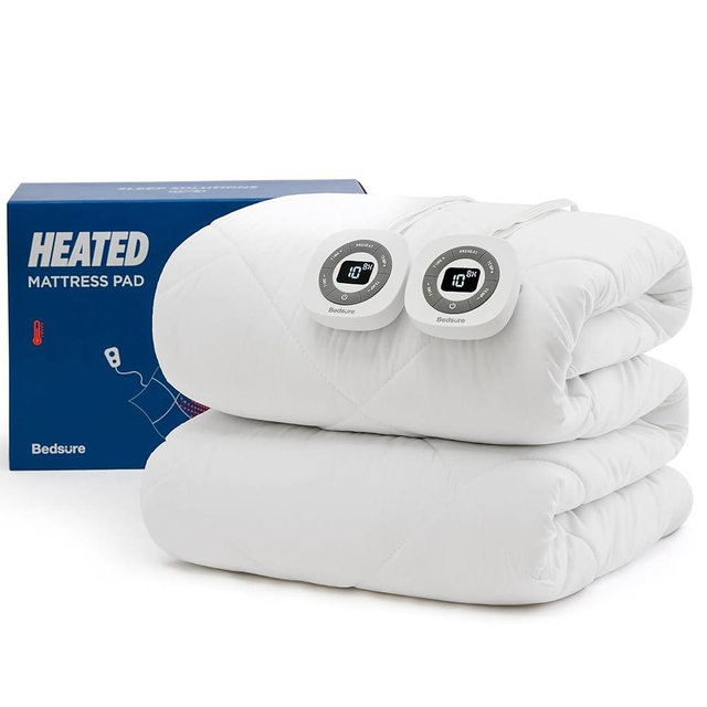 Bedsure Heated Mattress Pad Queen - Bed Warmer with Memory & Preheat Functions, 12-Hour Auto Off & 10 Heat Settings, Dual Controllers, Fast Heating, Brushed Electric Mattress Pad Queen, 60"x80"