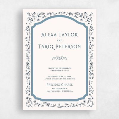 Darkest Teal, Blue Wedding Invitation - Delphi Portrait