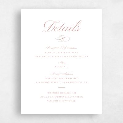 Dusty Rose, Pink Wedding Enclosure - Ventana Letterpress