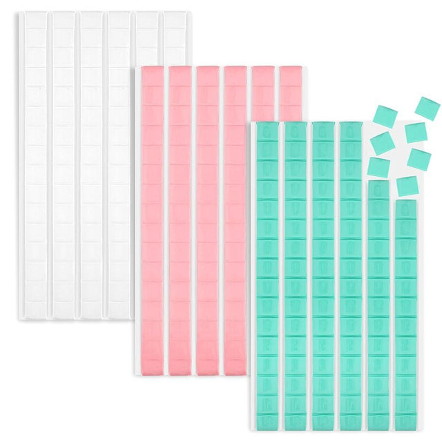 MOWPOG 288 Pcs Sticky Tack, Wall Safe Adhesive Poster Putty, Removable and Reusable Mounting Putty for Hanging Pictures, Art, Decoration (Light Blue, White, Pink)