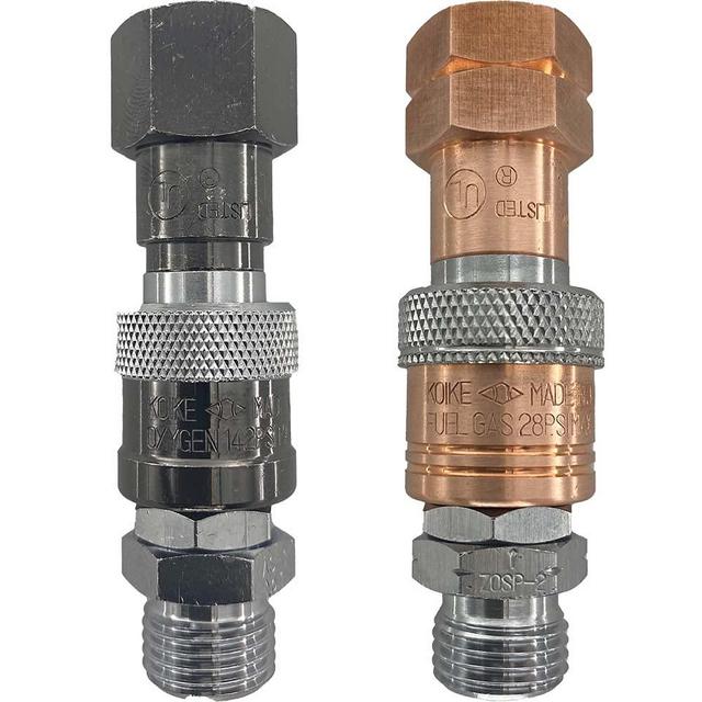 Koike Oxy-Fuel Quick Connect Torch To Hose Coupler Set, Safe Fuel/Oxygen Disconnect, Leak-Proof Design, UL Listed (SET)