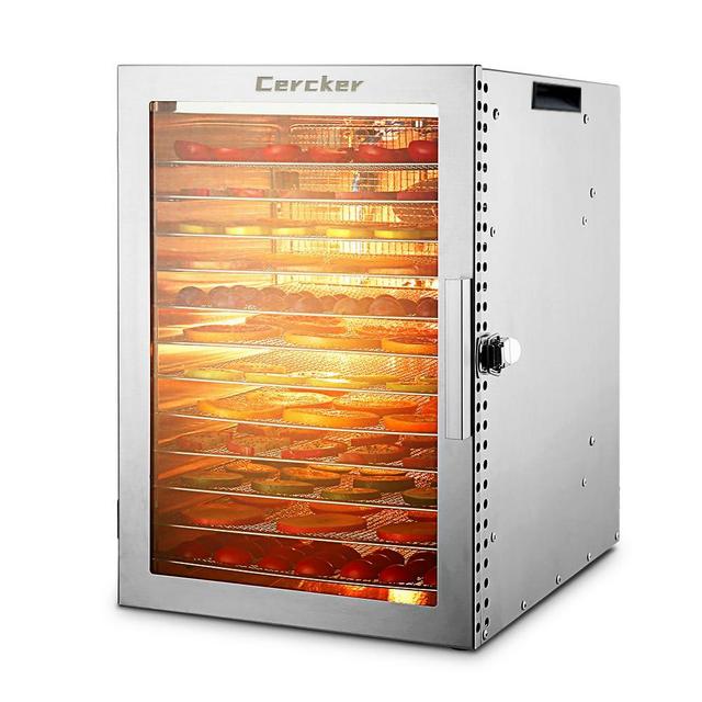 Cercker Food-Dehydrator Machine 12 Stainless Steel Trays, 800W Dehydrator for Herbs, Meat Dehydrator for Jerky,194ºF Temperature Control,24H Timer,Powerful Drying Capacity for Fruits,Veggies,Yogurt