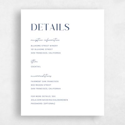 Navy, Blue Wedding Enclosure - Latona Letterpress