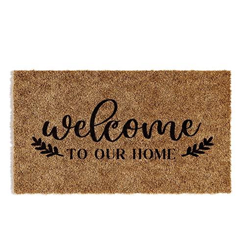 Barnyard Designs ‘Welcome to Our Home’ Doormat, Indoor/Outdoor Non-Slip Rug, Front Door Welcome Mat for Outside Porch Entrance, Home Entryway Farmhouse Decor, 30" x 17”