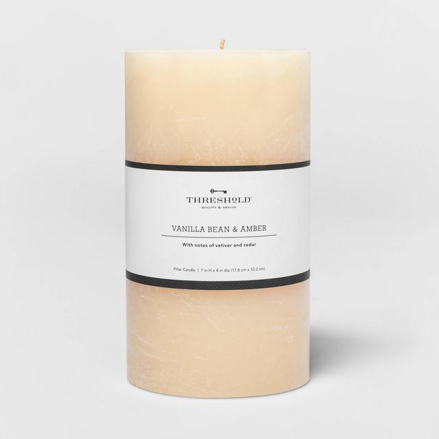 7" x 4" Pillar Vanilla Bean and Amber Candle - Threshold™