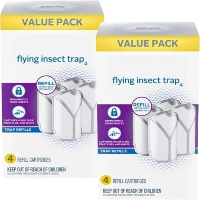 Zevo Bug Trap Refill Cartridges – 8-Pack | Light-Activated Indoor Pest Catcher Inserts | Odorless, Mess-Free Solution for Flies, Gnats & Fruit Flies