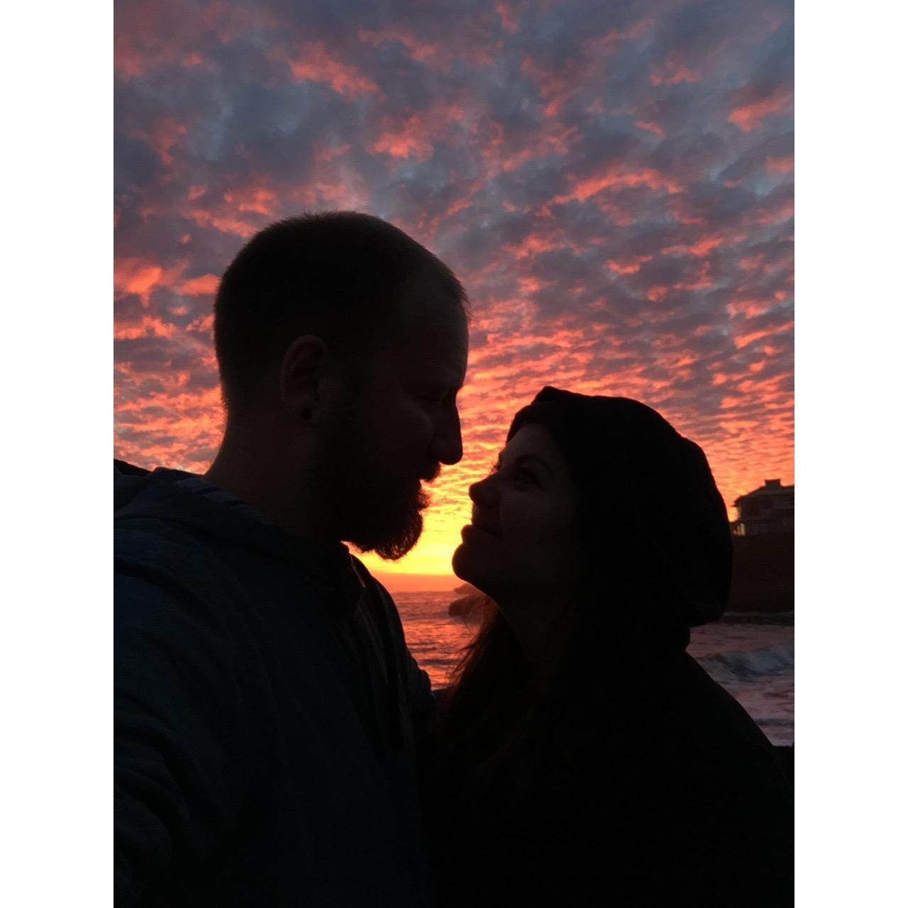 The best sunset I've ever seen. Too bad we're blocking it in this picture.
Santa Cruz, Jan. 11, 2018