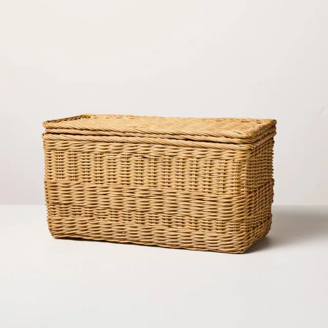Medium Rattan Storage Basket with Lid - Hearth & Hand™ with Magnolia