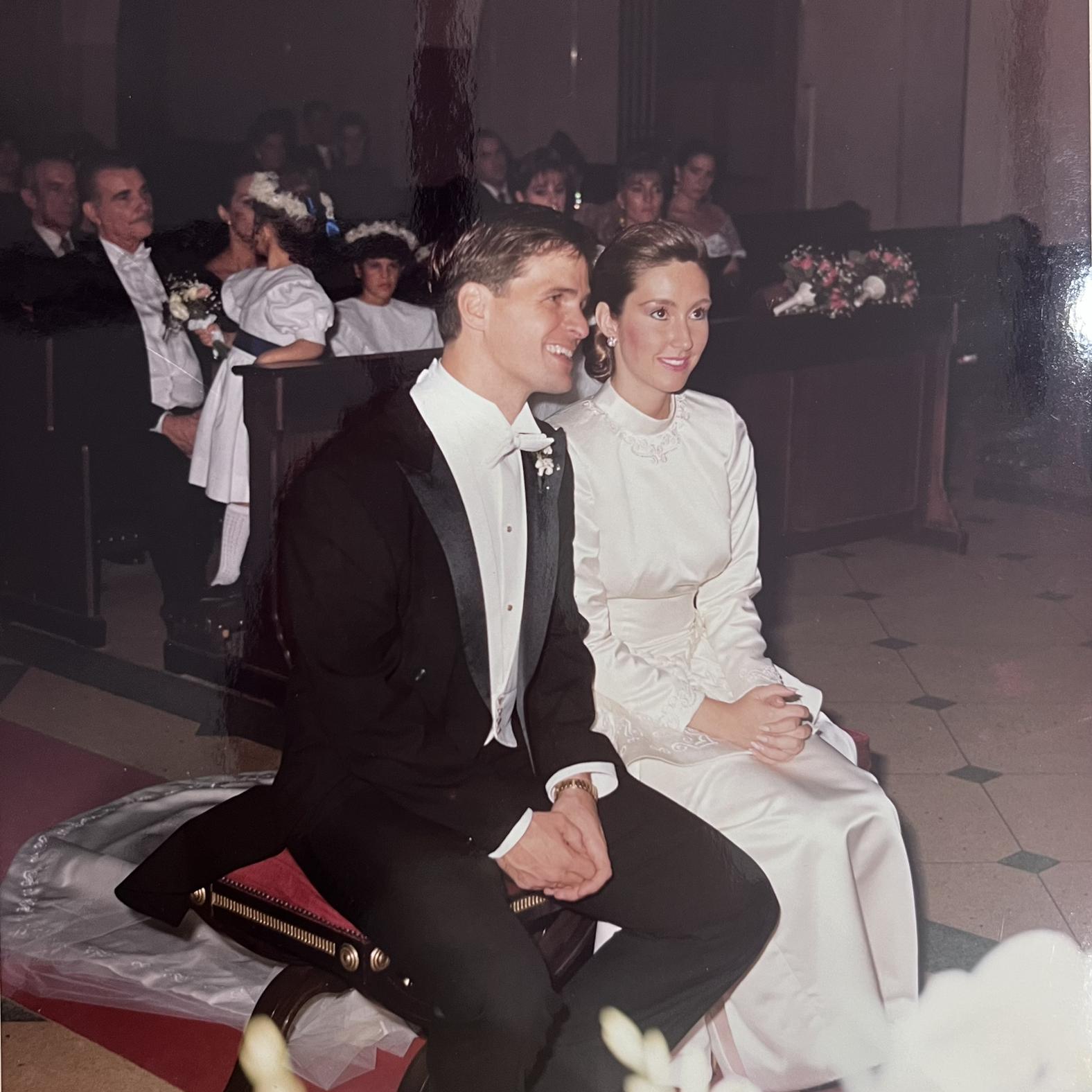 Gonzalo and Claudia tying the knot at the Guadalupe Church in Caracas