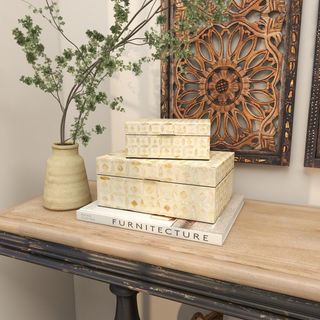 Mother of Pearl Shell Mosaic 2-Piece Storage Box Set
