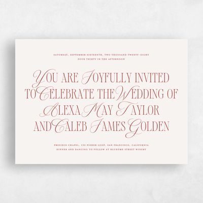 Beige Wedding Invitation - Orable Landscape
