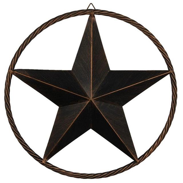 EBEI Metal Barn Star Circle Rustic Style Decorative 24" Vintage Texas Lone Star Dark Brown Western Home Wall Decor
