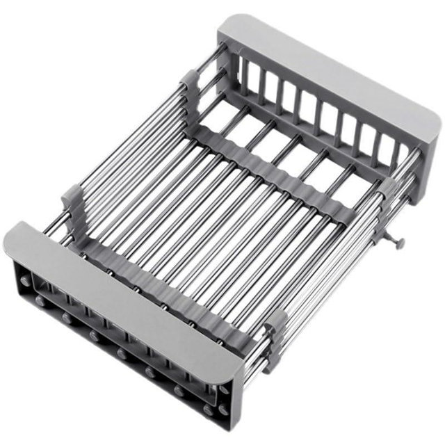 Hympuae Dish Drying Rack, Kitchen Sink Colander, Expandable Colander, Stainless Steel Sink Strainer with Adjustable Boom, Suitable for Vegetables and Fruits