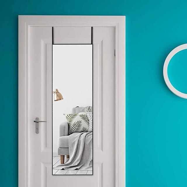 Rose Home Fashion Aluminum Alloy Thin Frame-48×14 Inch, Door Mirror, Over Door Mirror, Full Length Mirror, Wall Mirror, Door Hanging Mirror, Black Frame