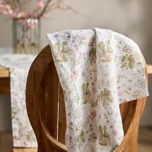 Botanical White Linen Dish Towel