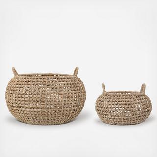 Decorative Seagrass 2-Piece Basket Set with Handles