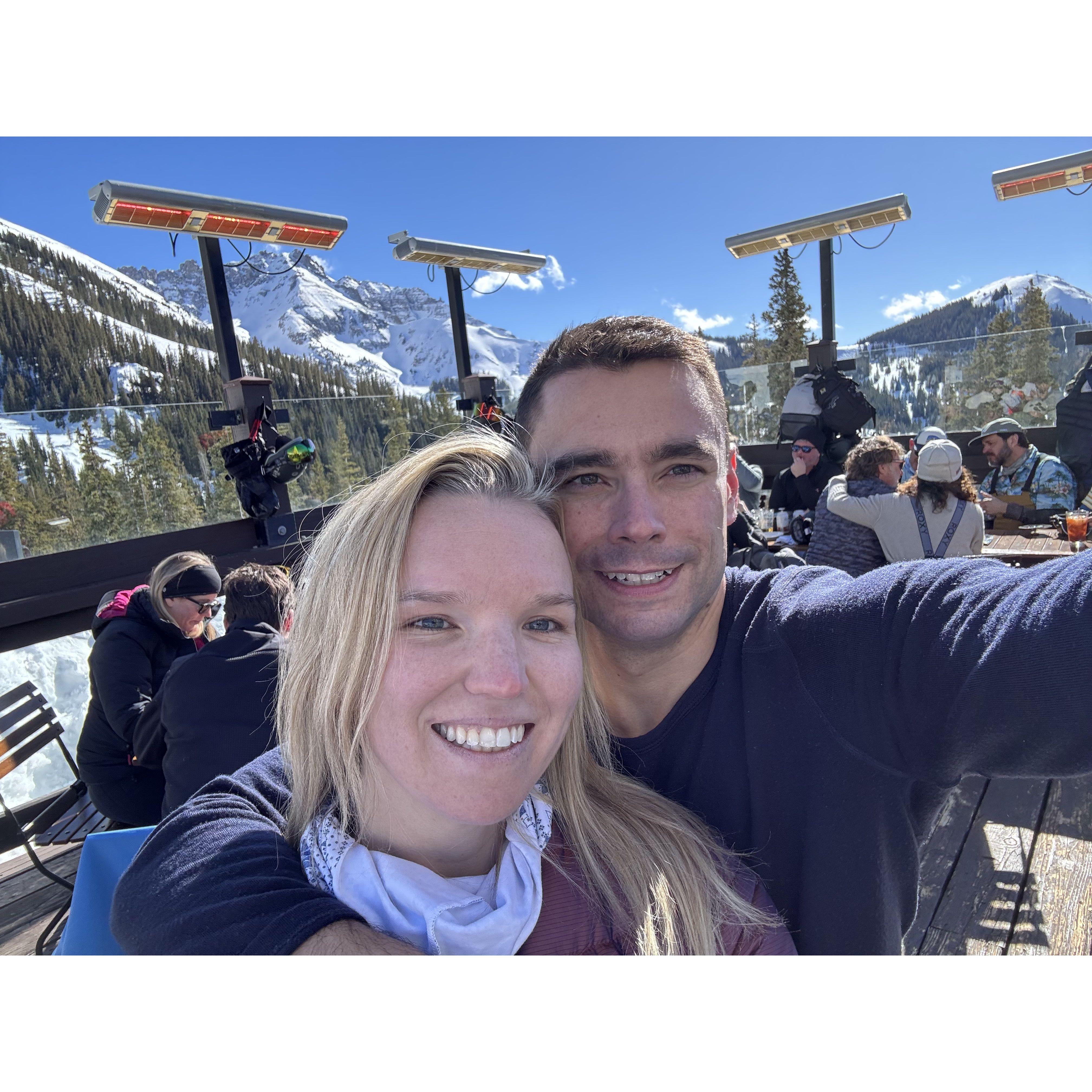 Lunch at the top of the mountain in Telluride, it was very sunny and beautiful!