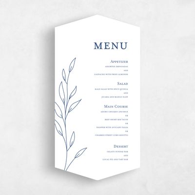 Blue Diamond Wedding Menu - Delana