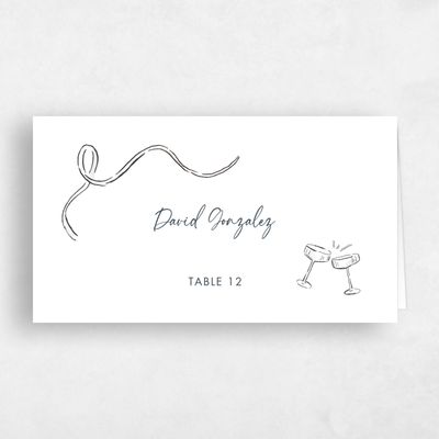 White Wedding Place Card - Hamilton