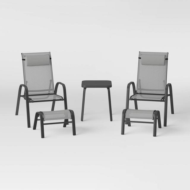 5pc Adjustable Back Patio Chat Set - Gray - Room Essentials™