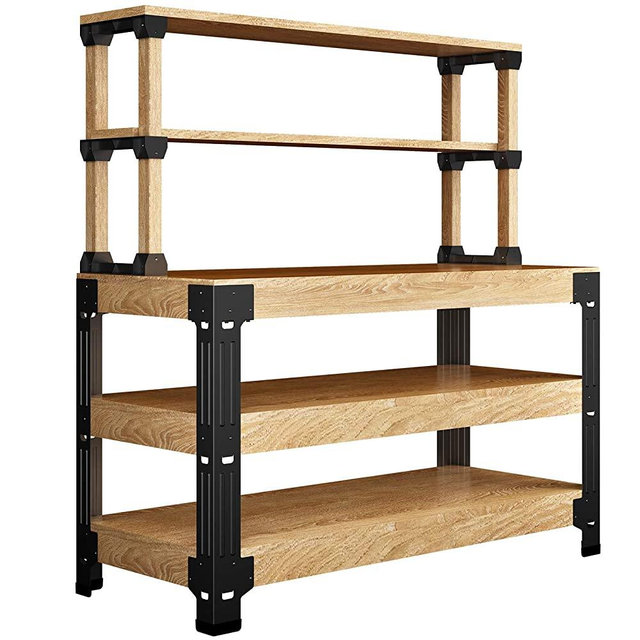 FLEXIMOUNTS Universal Steel Work Bench Leg Kit, Garage Storage Shelving Frame, Customizable in Sizes and Colors, Maximum 96" Length, 48" Width, Adjustable Height, Black