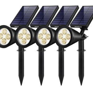 SmartYard Solar SpotLights Outdoor, Waterproof Solar Powered Landscape 2-in-1 Wall Light Auto On/Off , Pack of 4, Red (Laser Dot)