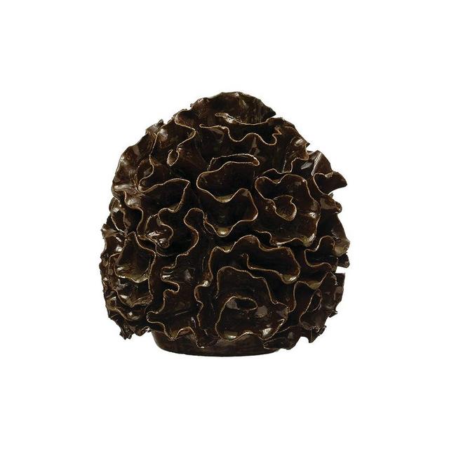 Bloomingville Decorative Stoneware Anemone Sphere, Black Reactive Glaze Orb, Brown