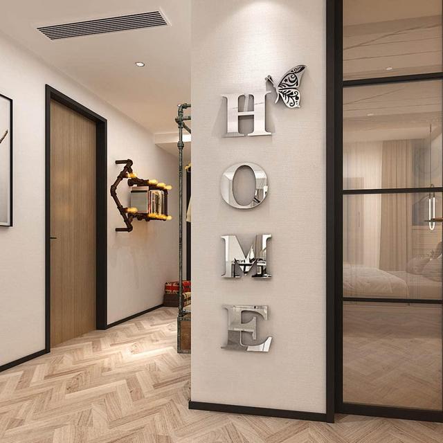 Doeean Home Wall Decor Letter Signs Acrylic Mirror Wall Stickers Wall Decorations for Living Room Bedroom Home Decor (Silver, 47.2 X 15.7)