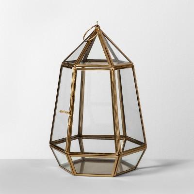 10" x 6.4" Brass And Glass Parasol Terrarium Gold - Opalhouse&#153;