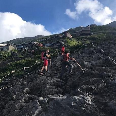 Connor actually enjoying climbing Mt. Fuji