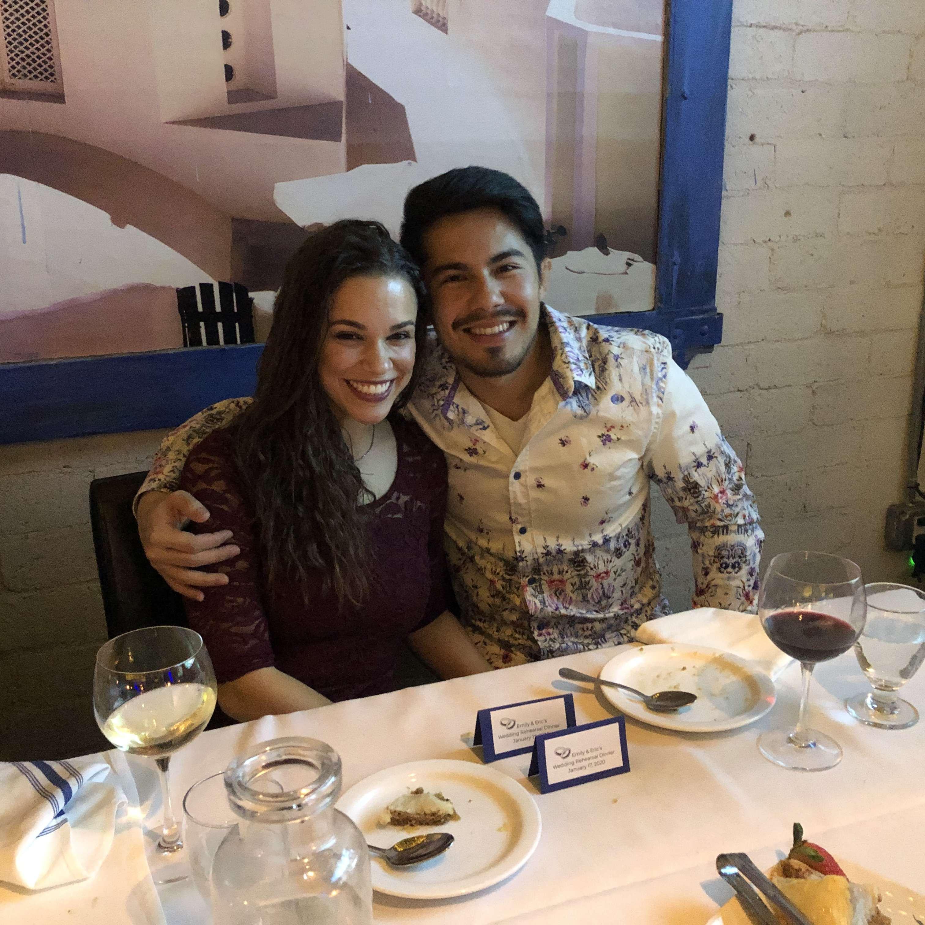 Celebrating Emily and Eric's rehearsal dinner in January 2020