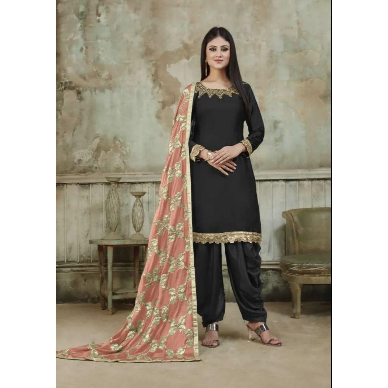 Punjabi Salwar- Pair of loose pleated pants, tapering around the ankles. Worn with a Kameez (top) together Salwar Kameez. Best suited for pre-wedding events.