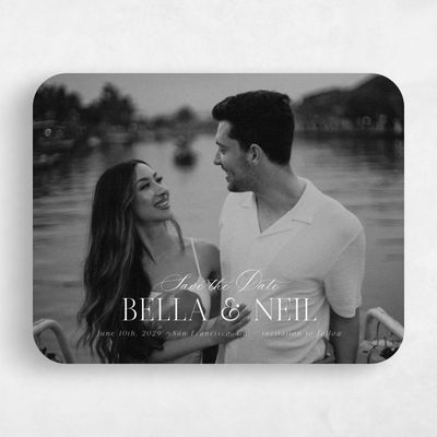 White Rounded Wedding Save the Date - Saif Landscape