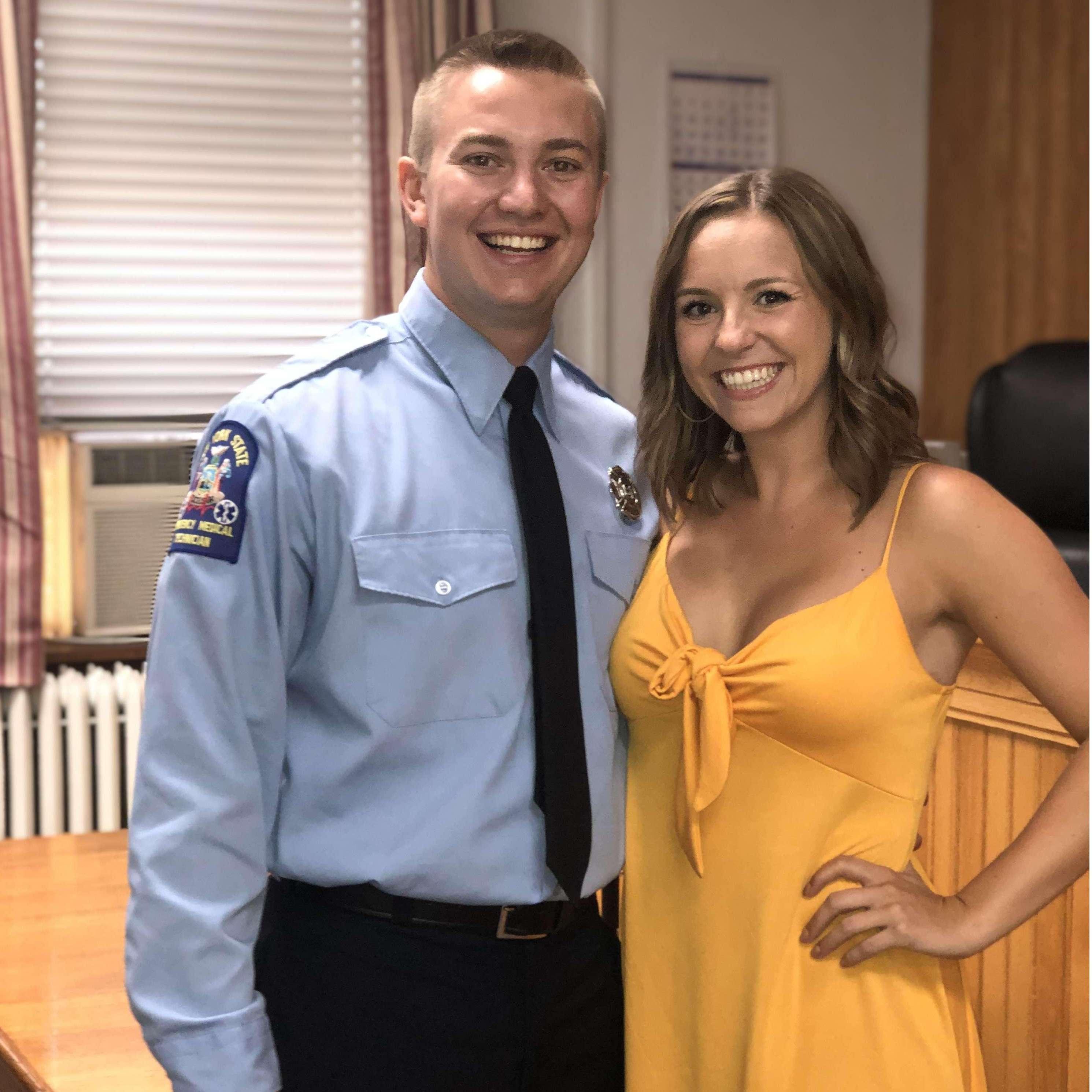 Pat's swearing in as a firefighter in 2019