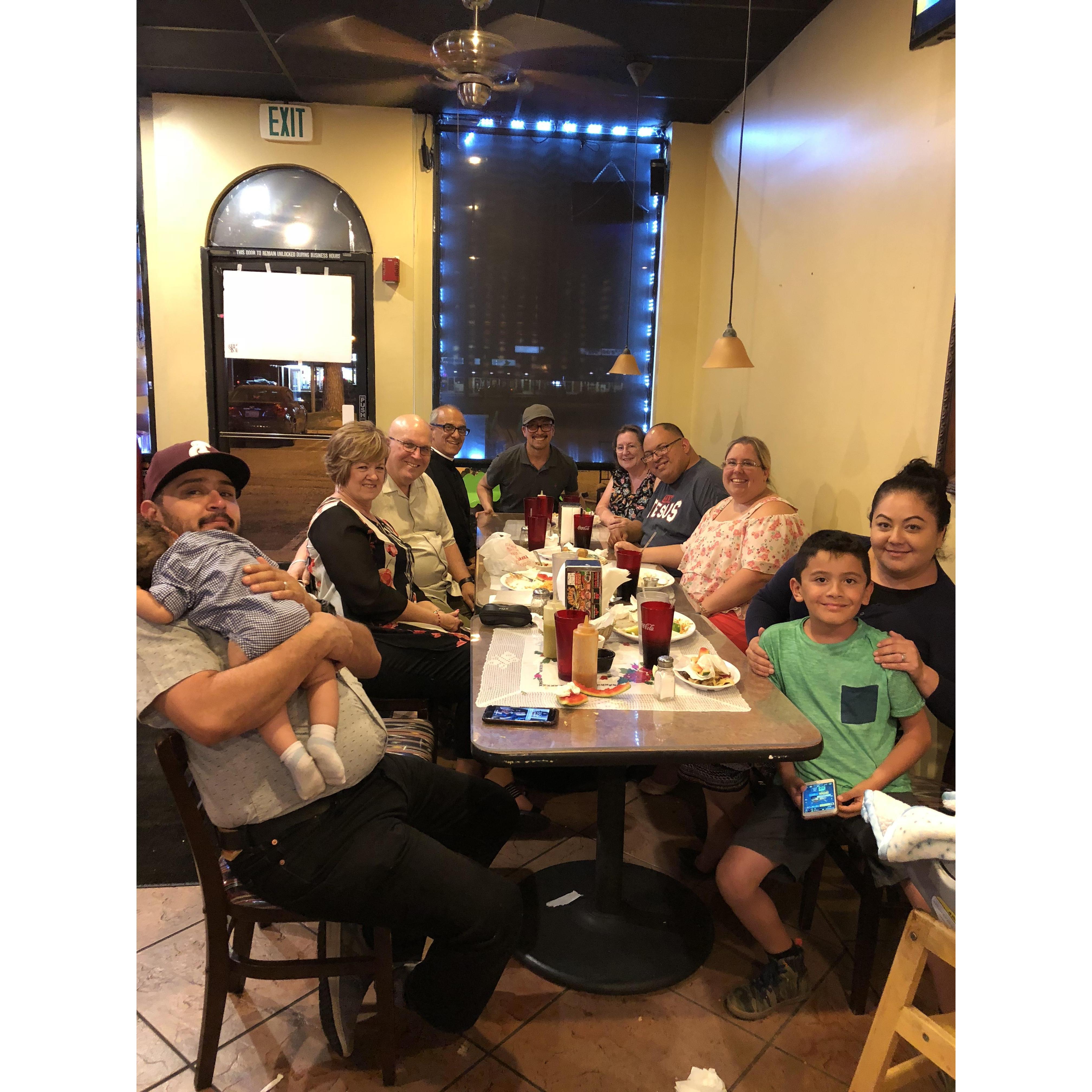 This picture was taken at our favorite restaurant, Chuy’s!